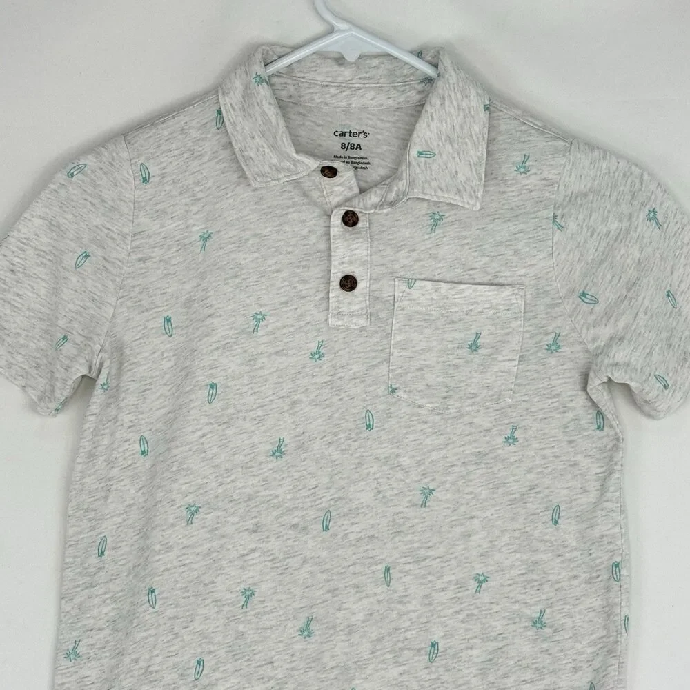 Carter's Big Polo Shirt Boys Size 8/8A Short Sleeve Grey